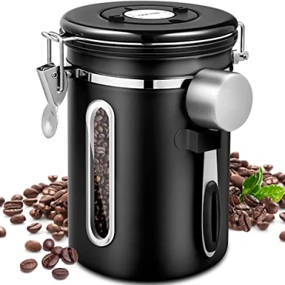 Immagine di Purpledi 1.8L Barattolo caffè Ermetico, per caffè,Contenitore Acciaio Inox,Lattina di sottovuoto, con Un Quadrante della Data e Cucchiaio Conservare Il Fresco