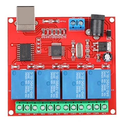 Immagine di modulo relè, interruttore USB per computer a 4 canali 12V, controller relè PC Scheda di espansione
