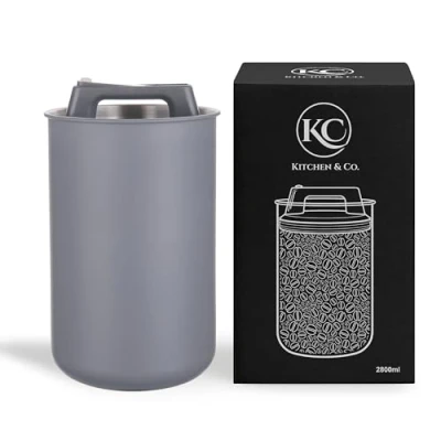 Immagine di Barattolo per caffè ermetico 1 kg di chicchi con coperchio sottovuoto (contenitore caffè, tè, lattina in acciaio inox conservare tappo aroma, contenitore 1000 g