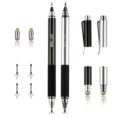Immagine di ELZO Pennino Capacitivo Stilo Penna 3 in 1, Fine Point Stylus Pen 2 Pezzi, per Tablet Universale Compatibile al 100% con Tablet/Touch Screen/iPhone/iPad/Samsung/Lenovo/Xiaomi/Blackview
