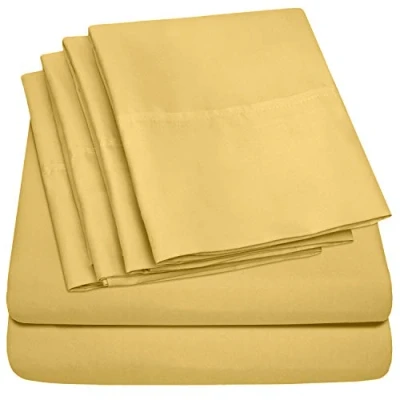 Immagine di set di lenzuola per letto king size, 6 pezzi, collezione Supreme, in microfibra spazzolata fine, con tasca profonda, biancheria da 2 federe extra, grande valore,
