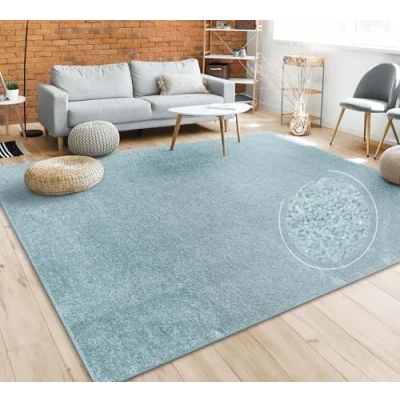 Immagine di Tappeto per Soggiorno Tinta Unita Semplice e Moderno Pelo Corto, DIV. Misure Colori, Dimensione:160x220 cm, Colore:Turchese