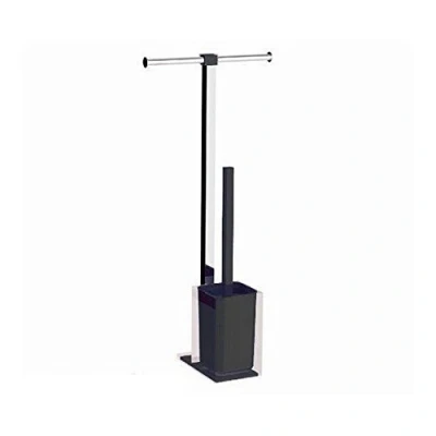 Immagine di Gedy Colonna piantana portarotolo e scopino WC Rainbow Cromo/Nero
