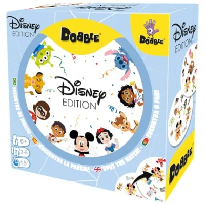 Immagine di Zygomatic Dobble Disney Edition Gioco di carte d&#039;azione e riflessioni per adulti bambini a partire dai 6 anni Da 2 8 giocatori 15 minuti partita Multilingua