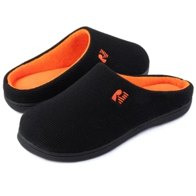 Immagine di RockDove Bicolore Pantofola da Uomo in Memory Foam, 44/45 EU, Nero e Arancio