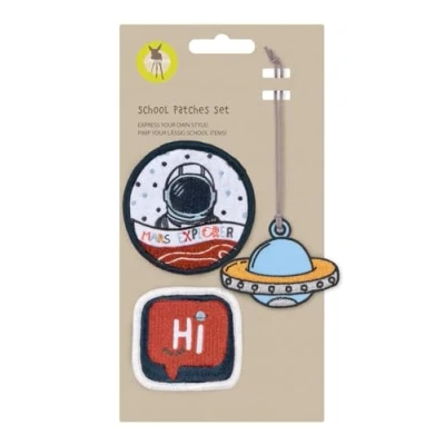 Immagine di LÄSSIG Set di ciondoli e toppe (3 pezzi) con chiusura a scatto/School Patches Space