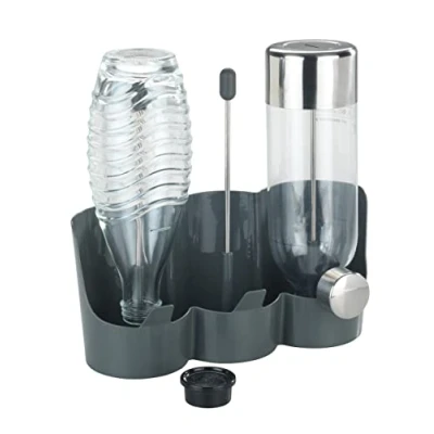 Immagine di WENKO Portabottiglie Filia, supporto salvaspazio per riporre ad asciugare bottiglie d&#039;acqua e borracce, con rivestimento antiscivolo, ideale 3 bottiglie, 29 x 27 12,5 cm, in plastica ABS