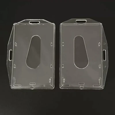 Immagine di 5 Pezzi Porta Badge, Custodia protettiva in plastica rigida trasparente, Portabadge con Slot per Pollice, Proteggi Ufficio Scuola ID Carte Licenze Pass