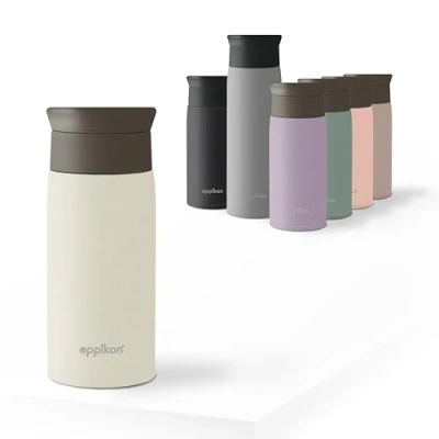 Immagine di eppikan eppiToGo tazza termica in acciaio inossidabile, isolata, da caffè, auto, 350 ml, 500 a prova di perdite con apertura igienica 360 (Ivory, ml)