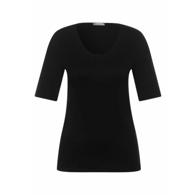 Immagine di Street One MIT Vausschnitt Tshirt basic, Donna, Taglia: 46, Schwarz