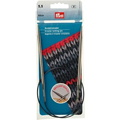 Immagine di Prym Rundstricknadeln MS 60 cm 5,50 mm silberfarbig Ferri da Maglia circolari, Ottone, Argento, 5,5