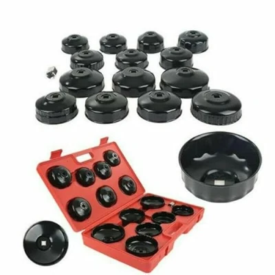 Immagine di set chiave a tazza per filtro olio, tappi universali dell&#039;olio motore cambio auto universale kit 15 pezzi in valigetta
