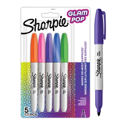 Immagine di Marcatore permanente Sharpie a punta fine Glam Pop 5 pz