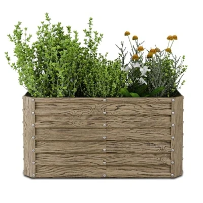 Immagine di blumfeldt High Grow Straight Aiuola Rialzata, Fioriera da 432L in Acciaio Zincato Resistente alle Intemperie, Design Ergonomico con Fondo Aperto per Fiori, Erbe &amp; Ortaggi, Facile Montaggio