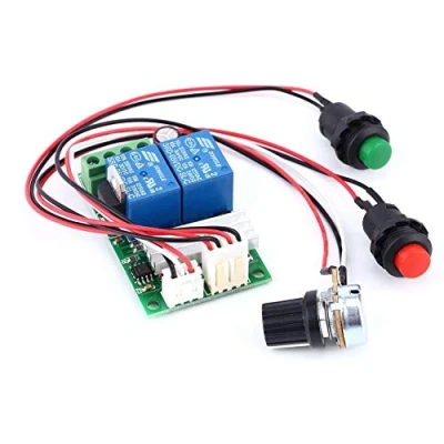 Immagine di DollaTek PWM Regolatore di velocità del Motore a Corrente Continua Interruttore Pulsante Reversibile Regolabile 6V 12V 24V 3A 80W