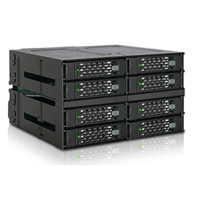 Immagine di Icy Dock Gabbia backplane, Rack Mobile Robusto, Enclosure in Metallo per 8 unità SSD o SATA/SAS HDD da 2,5&quot; 2 alloggiamenti 5,25&quot; con connettore miniSAS HD ToughArmor MB508SP B