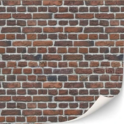Immagine di 3 fogli autoadesivi murali per case delle bambole scala 1:12 (mattone rosso fumo)