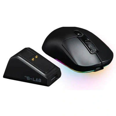 Immagine di The G Lab Kult Titanium Pro Mouse Wireless gaming con Base di Ricarica Bluetooth/USB 2.4GHz/Filo Triple Modalità, RGB,12.000 DPI, 100% Personalizzabile, 100h Autonomia PC/PS4/PS5/XBOX