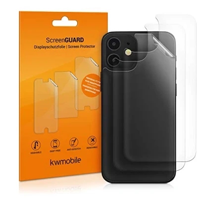 Immagine di kwmobile 3X Pellicola Protettiva Posteriore Compatibile con Apple iPhone 12 Mini Protezione Trasparente Retro Smartphone Film Protettivo AntiGraffio