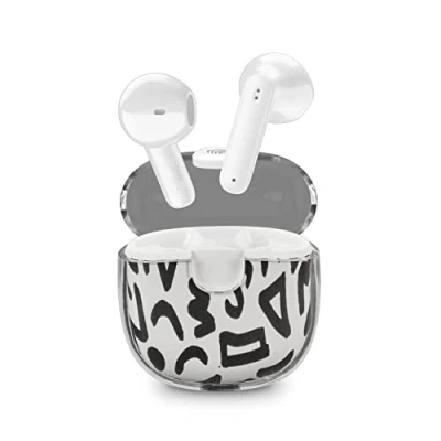 Immagine di Music Sound DRIP Auricolare Bluetooth a capsula Custodia Trasparente con Design Fantasie alla Moda Playtime 19H Comandi posti sugli auricolari Fantasia Strisce Colore