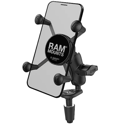 Immagine di RAM Mounts (RAM B 176 A UN7U) Fork Stem Mount with Short Double Socket Arm and Universal X Grip Cell/Iphone Holder by NationalMounts