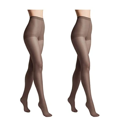 Immagine di Conte elegant SOLO 20 DEN Set di 2 Collant da Donna Semiopachi, Resistenti Sottili con Slip Marcati Calze Lisce Taglia 4 Grafite