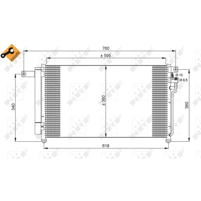 Immagine di NRF EASY FIT 35851 Condensatore con essiccatore, anello tenuta 13 8,5 Alluminio 595