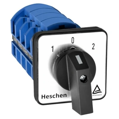 Immagine di Heschen Interruttore selettore universale rotante SZW26 63/D404.4, 660 V, 63 A, On Off On, 3 posizioni, 4 fasi, 4NO+4NC 16 terminali CE