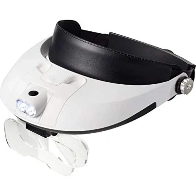 Immagine di TOOLCRAFT TO 5137806 Lente dingrandimento da testa con illuminazione LED Ingrandimenti: 1.0 x, 1.5 2.0 2.5 3.5 x Lente: (L L) 107 mm 48 Bianco,