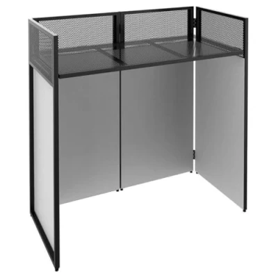 Immagine di Vonyx DB4 Pro DJ Booth System Stand Postazione da DJ, Pieghevole, in Metallo Nero, compresa Copertura Bianca e Nera, Materiale di Copertura: Lycra, Borsa Trasporto, Carico max: 25 kg