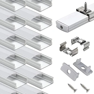 Immagine di StarlandLed profilo LED 10 x 1 m, pezzi, in alluminio a forma di U con copertura, tappi e clip montaggio per strisce luci