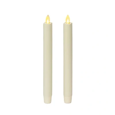 Immagine di Luminara Set di 2 candele a LED fiamma mobile (1 x 9,75), senza fiamma, bordo fuso, cera liscia, inodore (bianco)