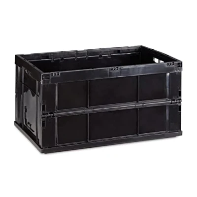 Immagine di Relaxdays Cassetta Pieghevole, Stabile, da Lavoro, Plastica Resistente, 60L, HLP 31,5 x 58,5 40 cm, Nero
