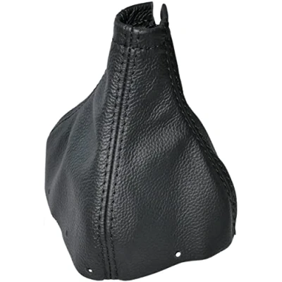 Immagine di Aerzetix C59835 Cuffia per leva del cambio in vera pelle compatibile con Renault Scenic 2 dal 2003 al 2009 colore: nero cuciture nere manuale