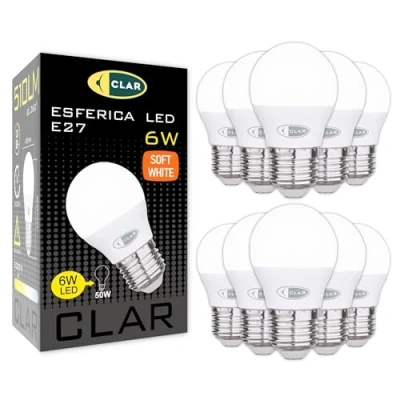 Immagine di CLAR Lampadine LED E27 Luce Calda, Lampadina E27, Piccola, Lampade 3000K, 6W (Pack 10)