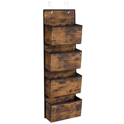 Immagine di SONGMICS Scaffale da appendere, 4 scomparti, portaoggetti sospeso, organizzatore, porta o parete, in tessuto, per camera letto, ufficio, dei bambini, 33,5 x 12 100 cm, marrone rustico