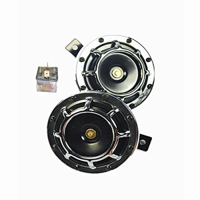 Immagine di Yida Kit di clacson da 12 V, 135 dB, elettrico, tono alto e basso, doppio in metallo con staffa per furgoni, auto, camion, SUV, camper, motocicli, fuoristrada, barche
