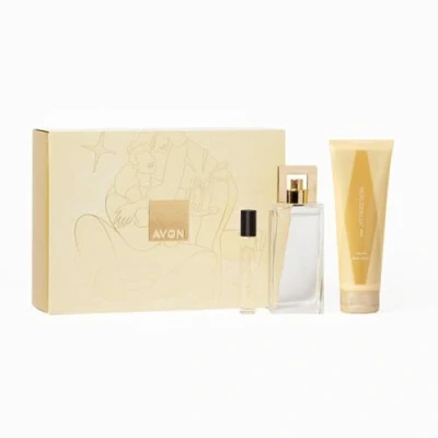 Immagine di Avon Set regalo di tre pezzi con Eau de Parfum da 50 ml, lozione per il corpo 125 ml e spray borsetta 10 in confezione regalo, note profumate fruttate muschio, formula a lunga durata,