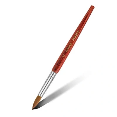 Immagine di Pennello Unghie gel, Aokitec 14# con di Kolinsky a Testa Rotonda Manico in Legno per Disegno Gel UV Decorazione Uso Domestico o Salone