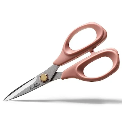 Immagine di Beaditive, forbici da cucito in acciaio inox, 15 cm, lama seghettata per un facile taglio e trapuntatura del tessuto, sarto sarto, corallo chiaro