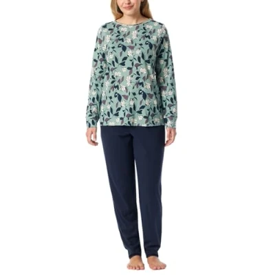 Immagine di Schiesser Pigiama Lungo con Polsini in Misto Cotone Modal Comfort Nightwear Set, Multicolor 4_182019, 42 Donna