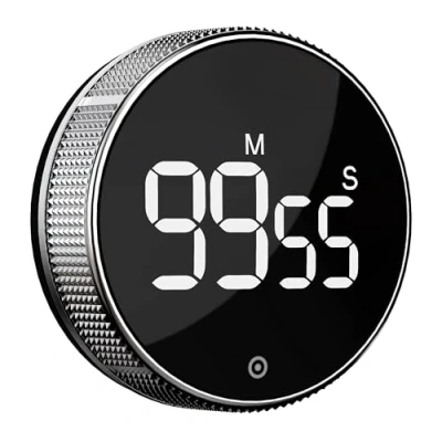 Immagine di BlueSnail Timer cucina, di produttività con display digitale a LED, intelligente per l&#039;ufficio palestra in classe domestica, Volume e luminosità regolabile Effecana (Argento)