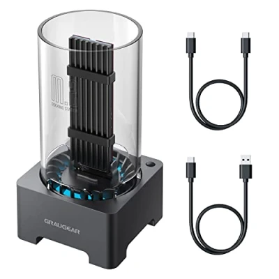 Immagine di GRAUGEAR Docking Station per SSD M.2 NVMe &amp; NGFF, RTL9210B, USB3.2 Gen2 10Gbps, Ventola Silenziosa 50mm, senza attrezzi
