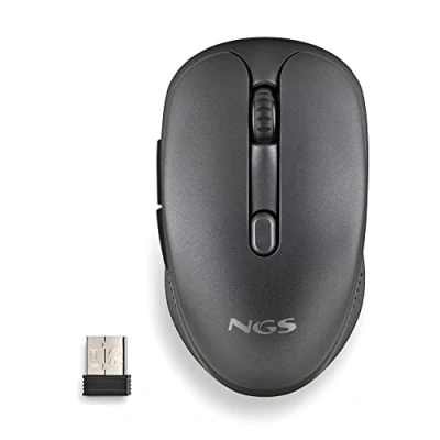 Immagine di NGS EVO RUST BLACK Mouse Ricaricabile Wireless da 2,4 GHz per Computer/Laptop/MacBook/PC/Mac/iPad/Tablet, Tasti Silenziosi, 3 Livelli DPI:800/1200/1600, Progettato Destrimani, Nero