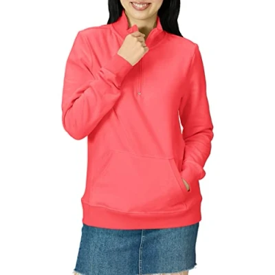 Immagine di Amazon Essentials Top in Pile con Cerniera a Un Quarto Maniche Lunghe (Disponibile Taglie Forti) Donna, Rosa Corallo, L