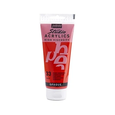 Immagine di PEBEO Studio Acrylics Fine, 831 033, Vernice acrilica, Imitazione del rosso di cadmio, 100 ml (Confezione da 1)