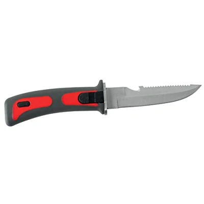 Immagine di SEAC Bat, Coltello Subacqueo per Immersioni con Impugnatura di Sicurezza, Acciaio Inox, Rosso, 11.5 cm