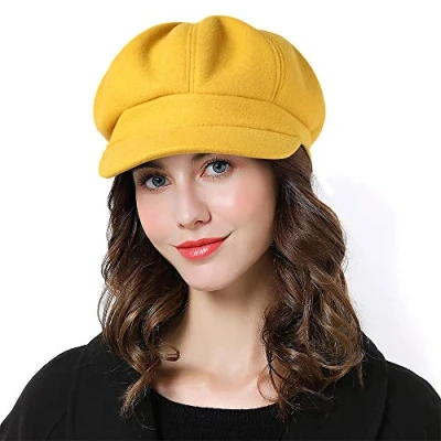 Immagine di Superora Donne Berretto Newsboy Cappello Baker Piatto con Visiera Cappelli Lana Autunno Primavera Inverno