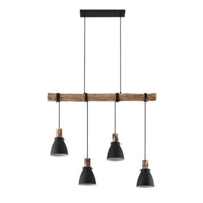 Immagine di lampada a sospensione &#039;Trebale&#039; dimmerabile (Scandinavo) colore Nero, in Metallo ad es. Soggiorno &amp; Sala da pranzo (4 luci, E14) di Lindby sospensione, soffitto,