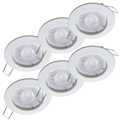 Immagine di Oktaplex Lighting Sedan Set di 6 faretti a incasso LED con modulo da 4,8 W 4000K 230V 380lm bianca neutra 110 Spot Bianco, misura del foro 60 70 mm